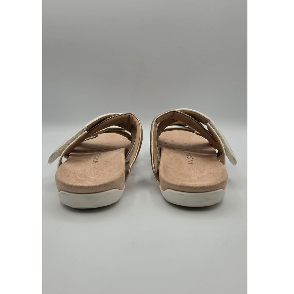Vionic Hadlie Women's Sandals 8 White Gold Patent Leather Orthotic Slide Comfort - Picture 3 of 13